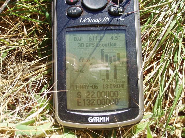 GPS display at 22S 132E