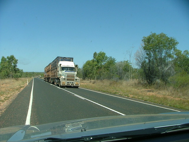 Road train north of Clermont, Qld