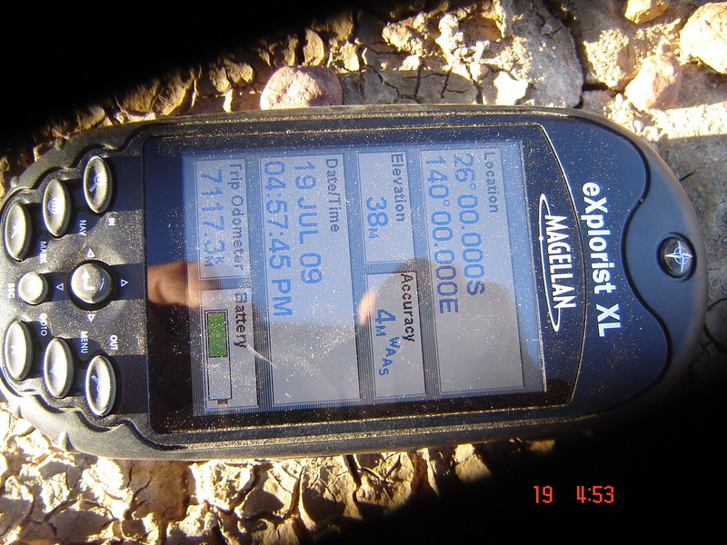 GPS showing coordinates