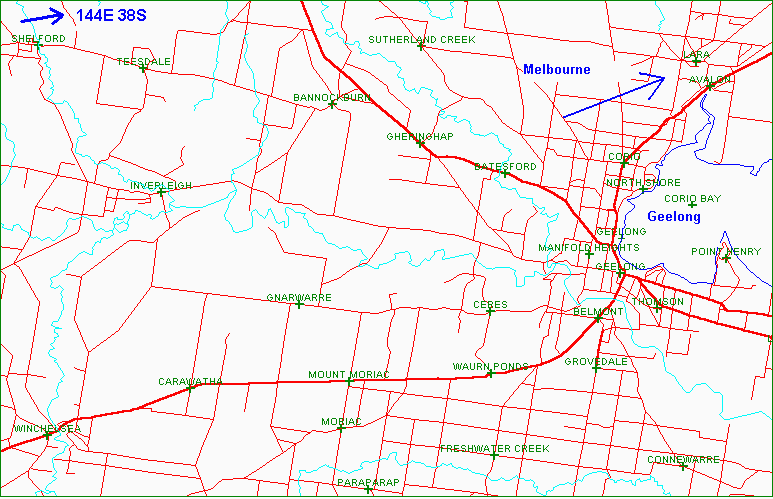 Map of the area, with confluence marked.