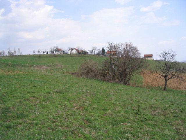 View to the East: a few houses, probably the village Medovci