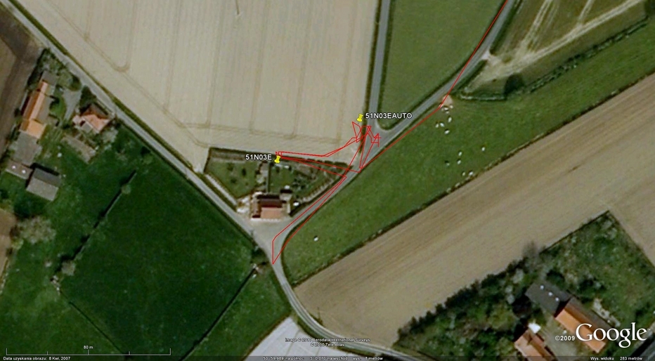 My track on the satellite image (© Google Earth 2009)