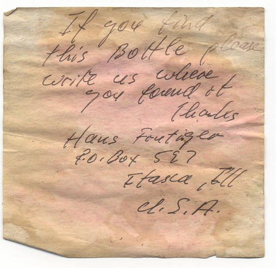 The note in a bottle, one side