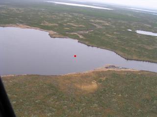 #1: The red dot indicates the exact spot over an unnamed lake.