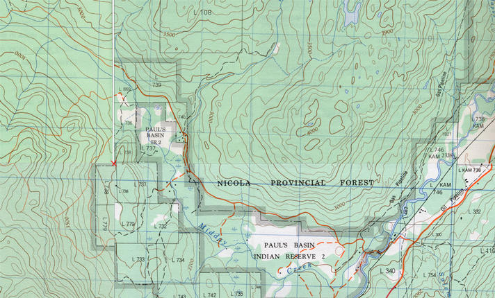 Topographic map of area