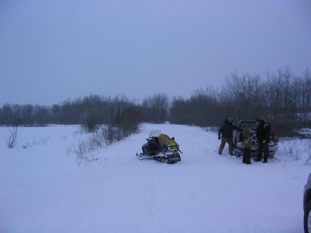 Gehard and team with Snowmobile and 4x4 just before departure