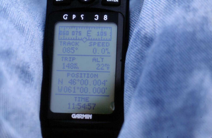 The GPS reading taken from the confluence.