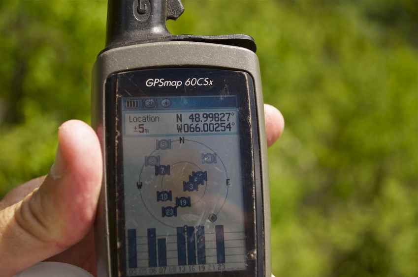 My GPS receiver, 266 metres from the confluence point