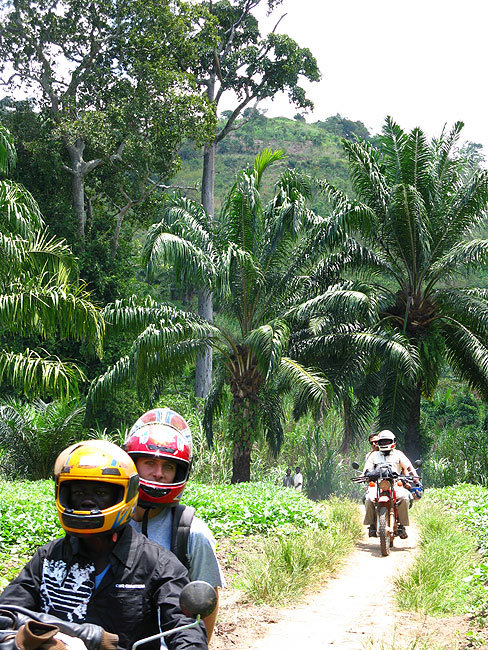 Riding in the luxuriant equatorial vegetation
