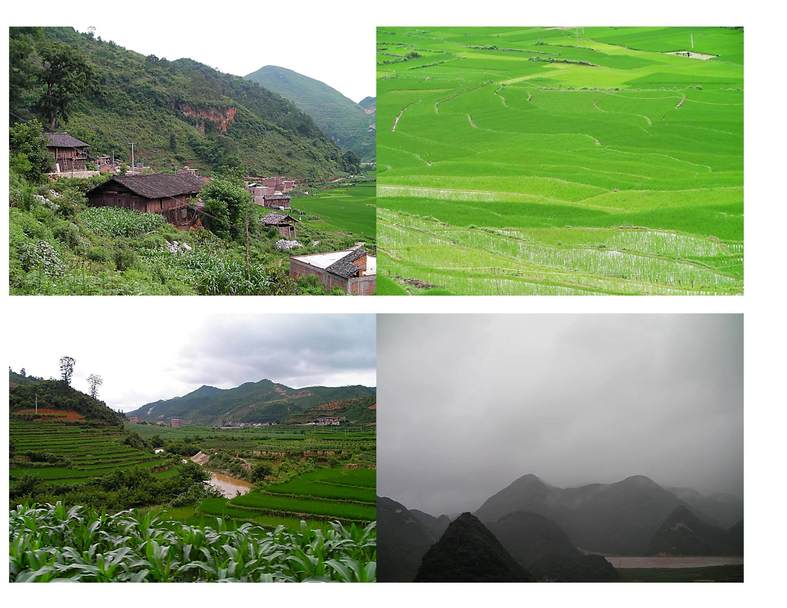 Local scenes: The village near the confluence, beautiful terraced fields, pointy mountains