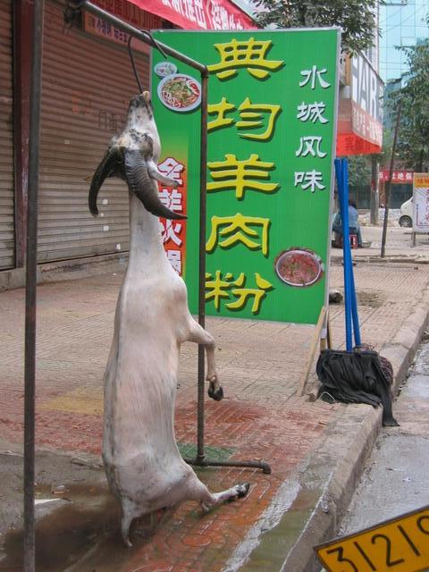 Fresh Goat Meat on the Street of Qianxi