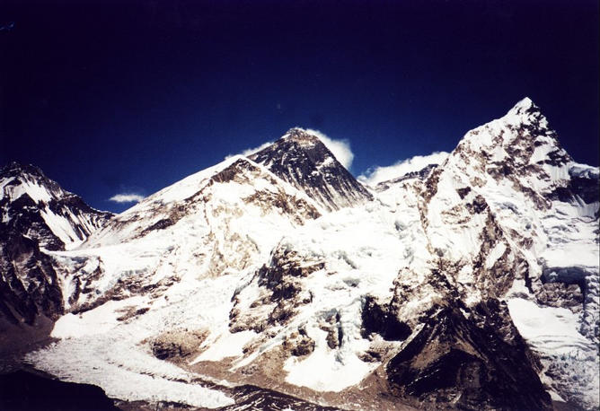 Mt.Everest is in centre, confluence is just behind it.