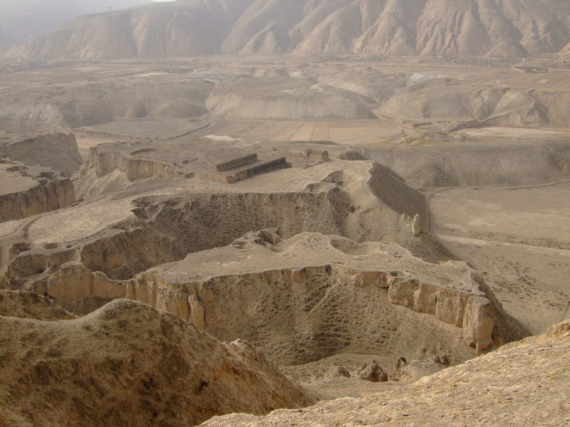 View of the valley looking West; CP is on the center island behind the bowl-like depression.