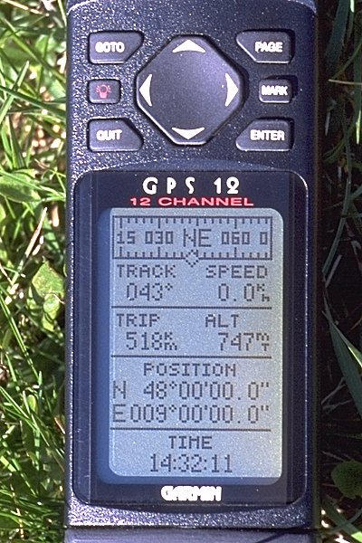 GPS display at the confluence