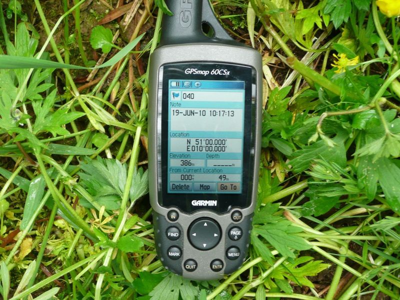 GPS showing 49 meters to confluence
