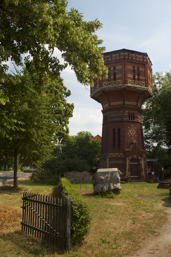A pretty brick tower in the village of Loburg, north of the confluence point