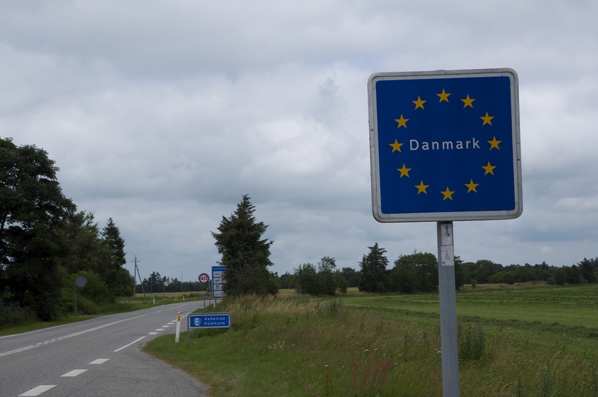 Entering Denmark from Germany, en route to the confluence point