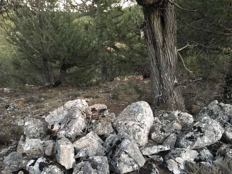 The nearby stone wall
