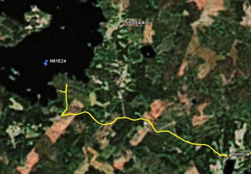 Google Earth track, showing where I turned around on the edge of the lake