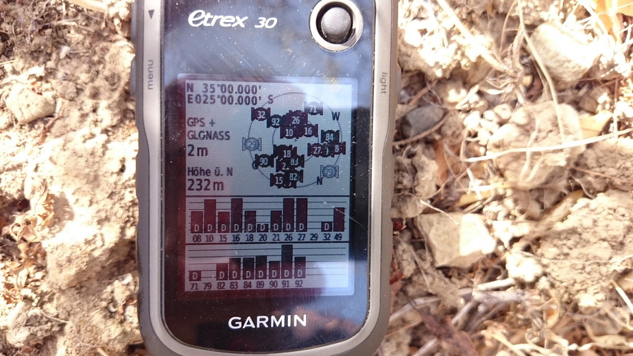 GPS reading at CP 35N 25E