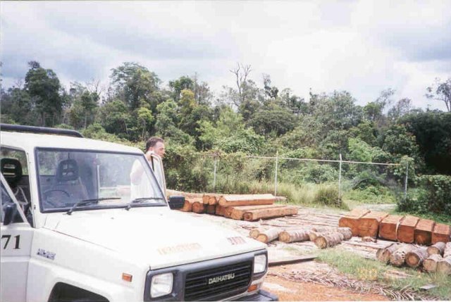 My truck at begining of the logging trail at the edge of Libo Camp.