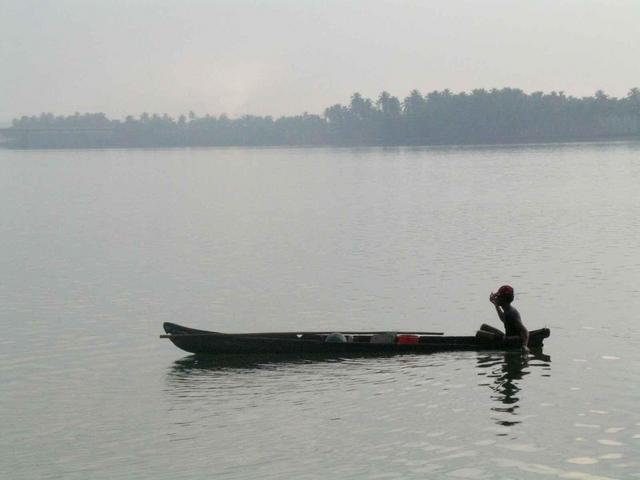 A fisherman in the backwaters near Kundapur