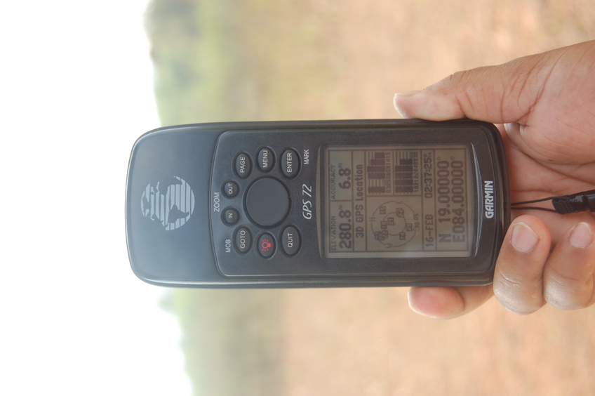 View of the GPS Co-ordinates at the Confluence Point