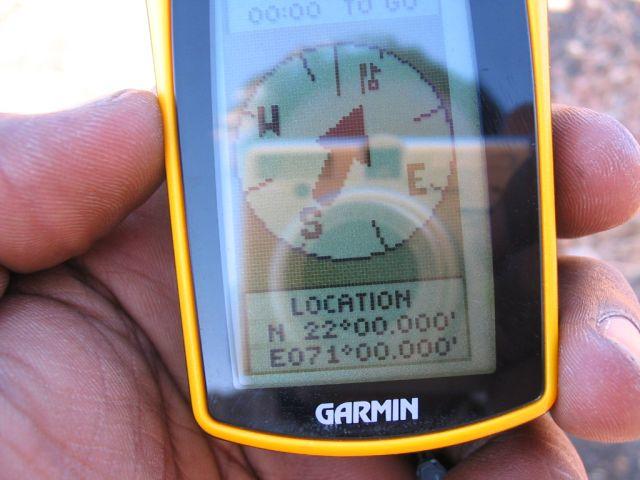 GPS Reading at CP 22°N 71°E