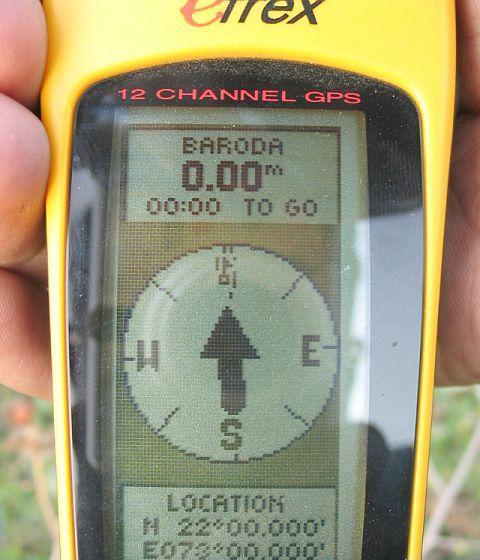GPS Reading at CP 22°N 73°E