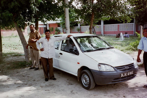 My driver - who had no idea what I was doing - and the car at the confluence