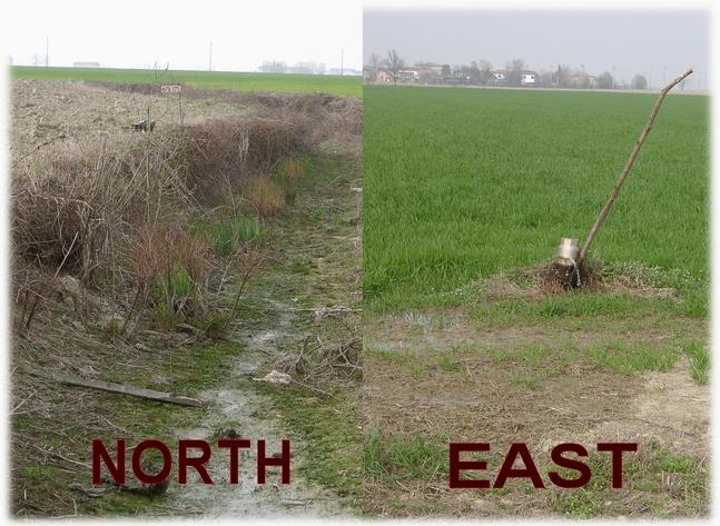 Left to north – just ploughed / right to east – green & irrigated
