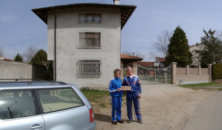 Mrs. & Mr. Fanutti in front of their house [via Aquileia 17, 33039 Sedegliano]