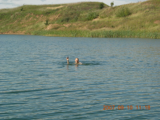 Rainer Swimming with GPS at the Confluence Point