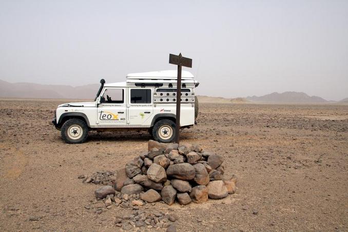 An Italian boundary pole marked EGYPT LIBIA dating back at least