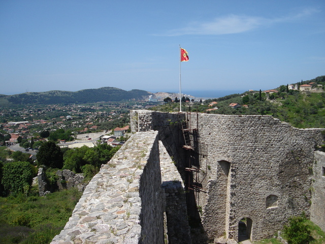 ruins of stari bar castle with the port in the background