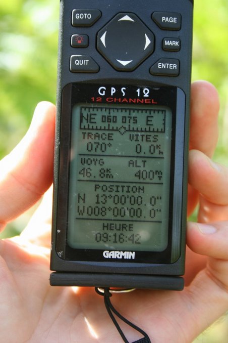 The GPS showing the coordinates