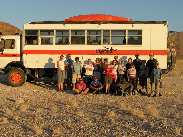 The Dragoman adventure travellers and crew before heading out to the confluence point