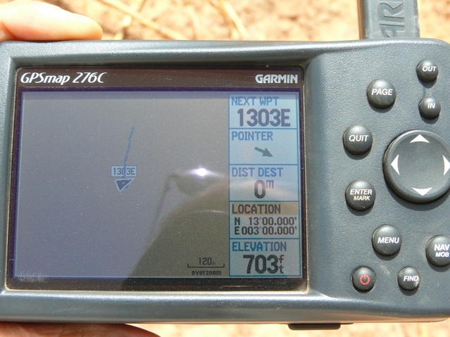 The GPS with the zeroes showing