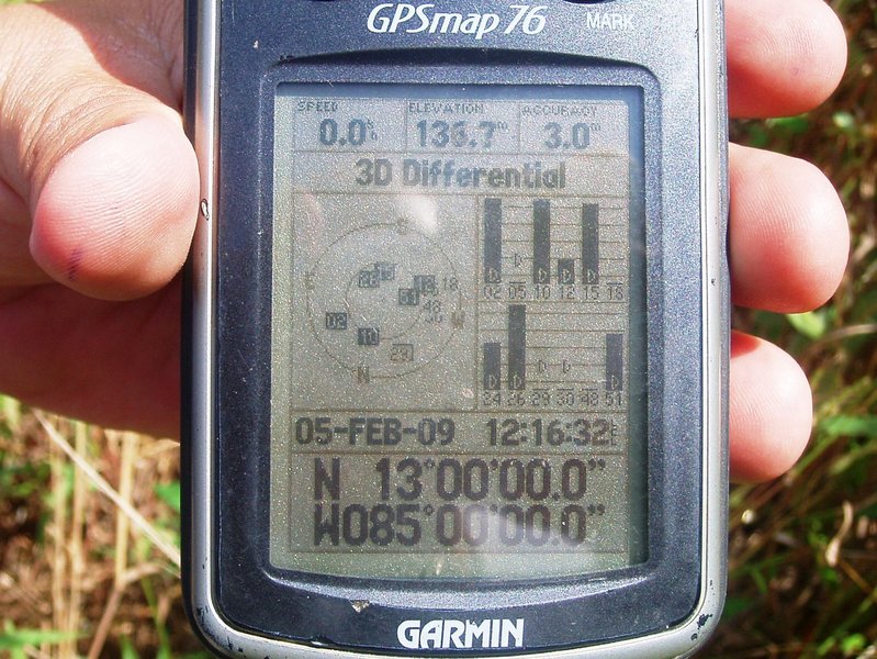GPS screen 13N 85W