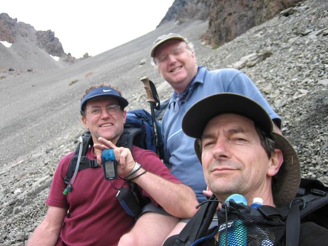 L-R. Joseph, Ian and Pete clinging with satisfaction to the scree.