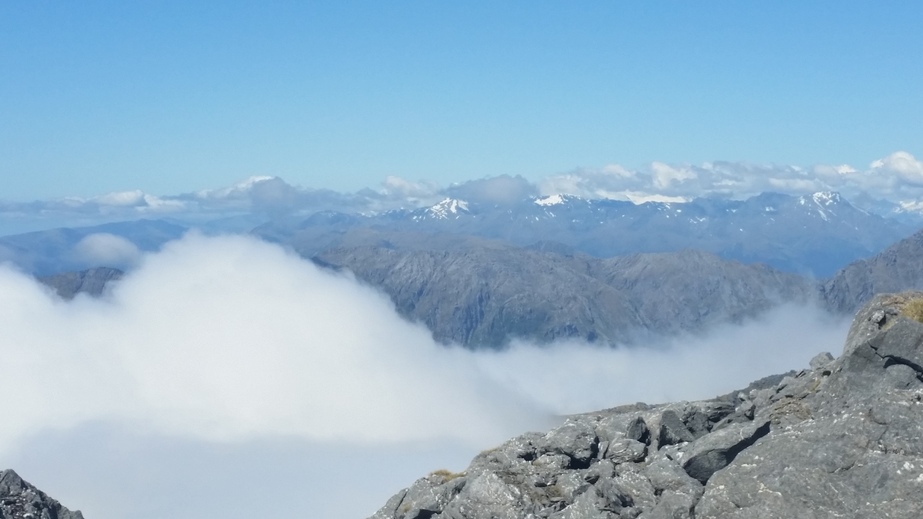 Looking north to the Southern Alps from the ridge above the confluence