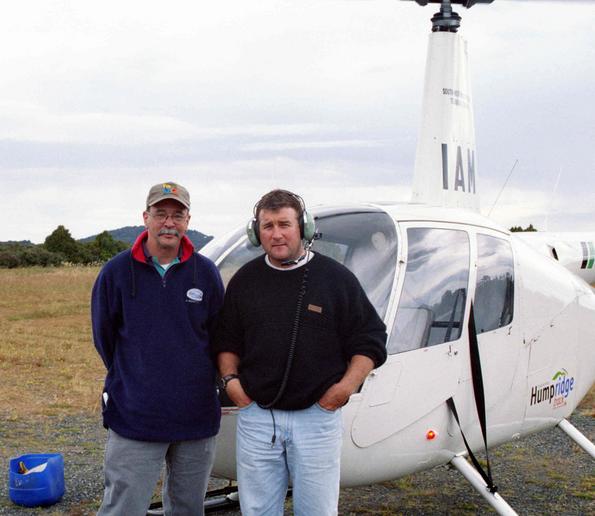 The author (L) and Mike the pilot (R)