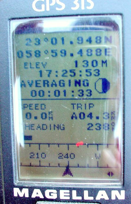 The GPS with longitude and latitude.