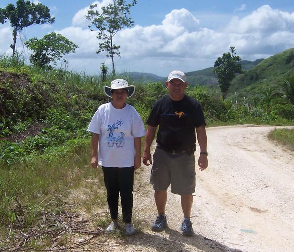 Santah Fuentes and Rudy Fuentes along the limestone road to Hinicaan