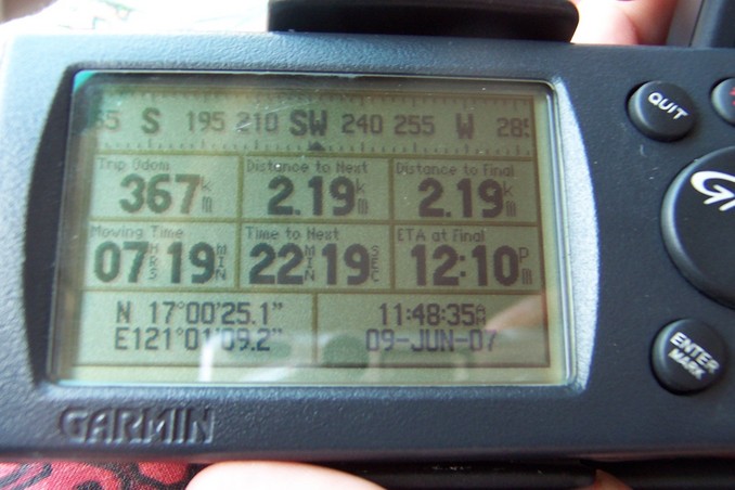 GPS reading at my observation point on the road (See Google Map)
