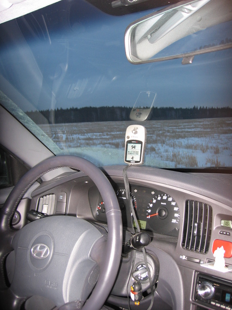 GPS. Photo taken from within our car
