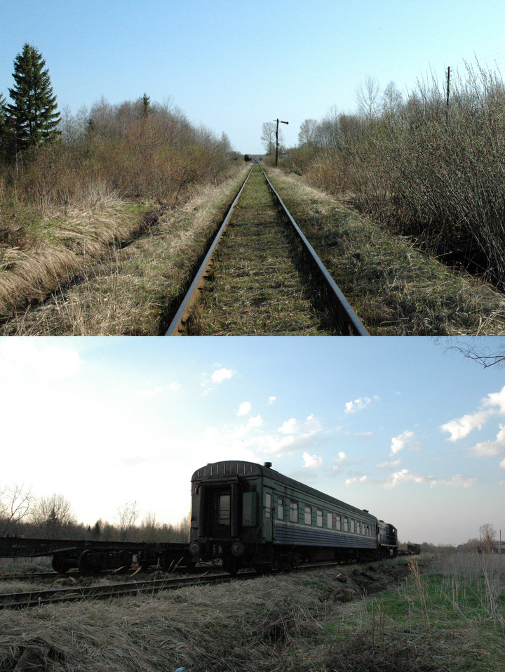 Railway. Semaphore signal and passenger train/Монза. Семафор и пассажирский поезд