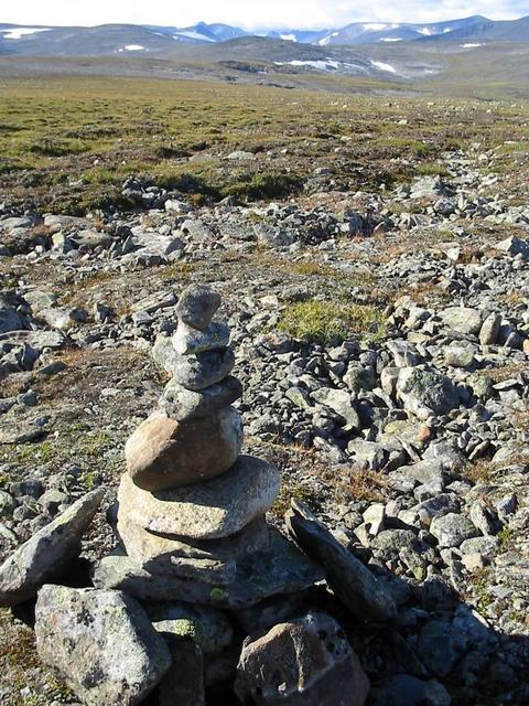 First visitor's cairn, looking approximately NW