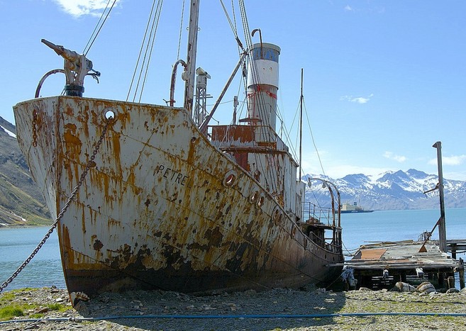 Vessel "Petrel" at the old whaling station, Grytviken