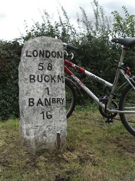 Bike resting on a marker 500 metres from CP